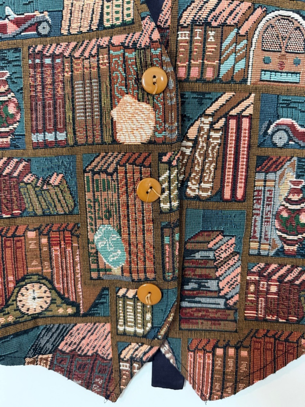 FACETS Vintage Tapestry Bookcase Vest - Picture 5 of 10
